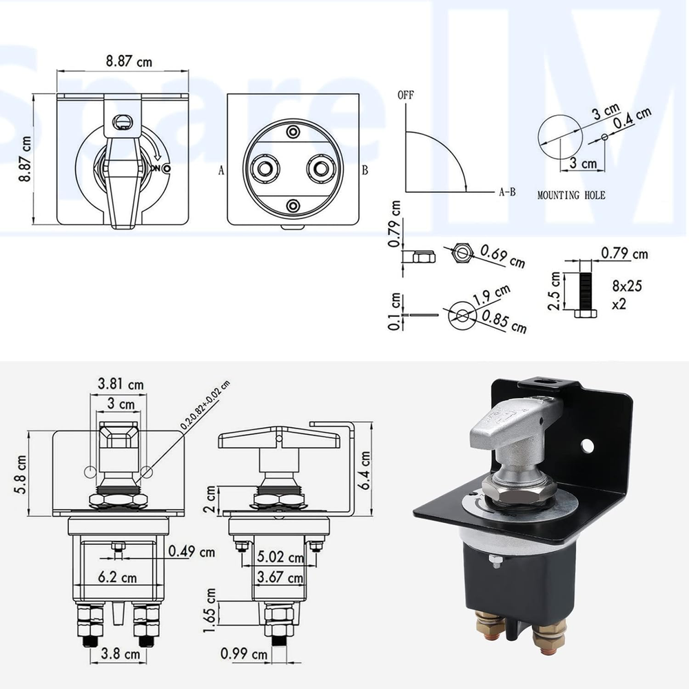 Battery Disconnect Switch with Locking Plate500A Battery Kill Switch12V-36V Ba