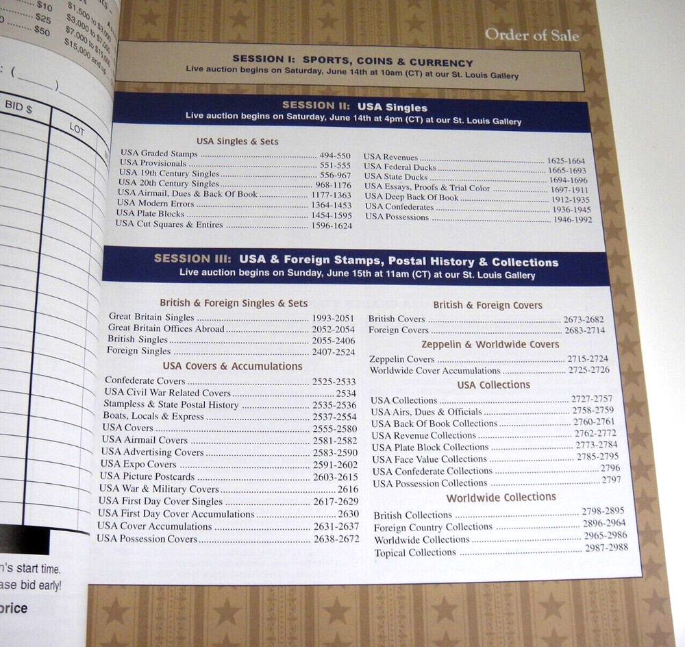 Regency Superior Stamp Sports Auction Catalog 2008 Trafalgar Mojave Collections