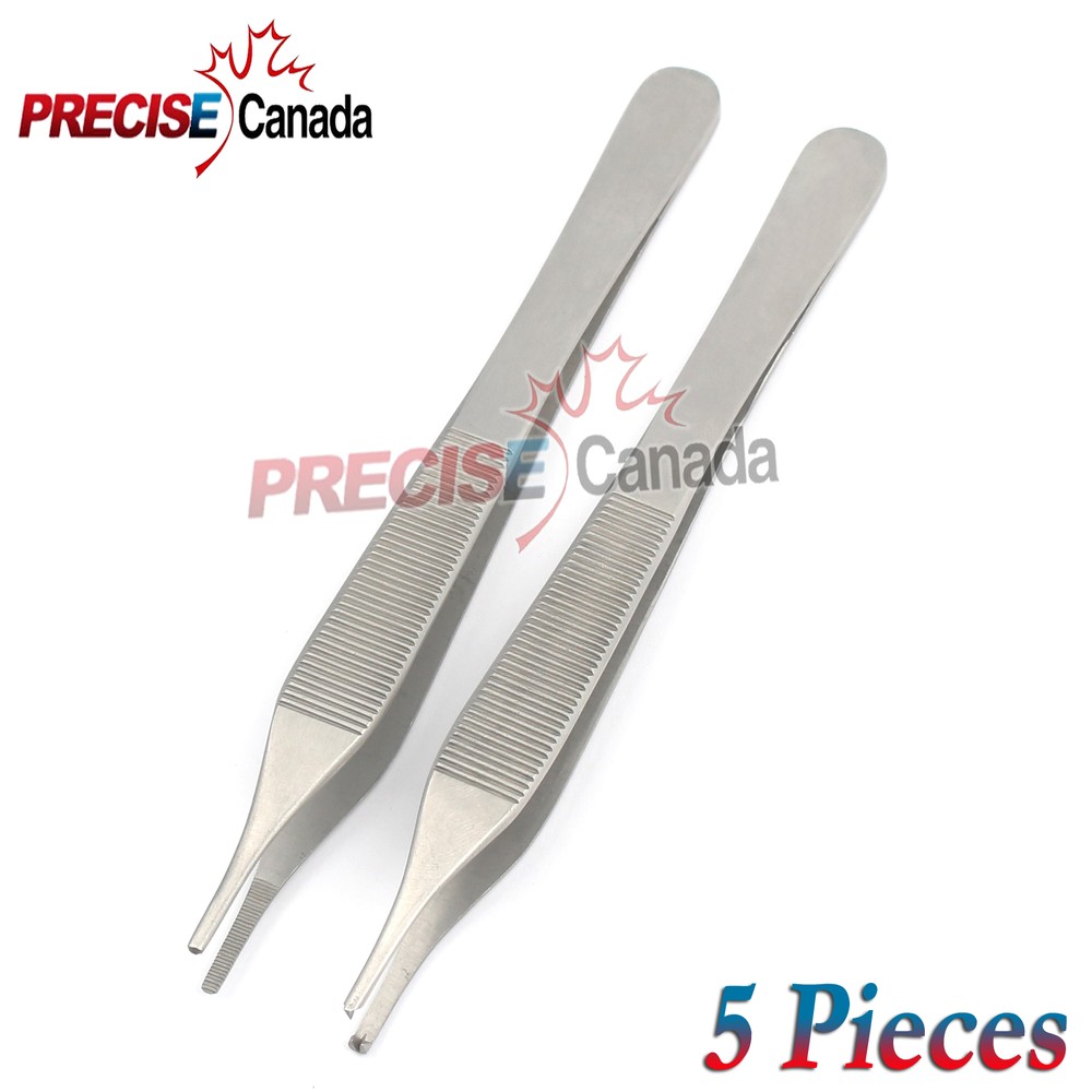 5 Adson Dressing & Tissue Forceps 1 X 2 Teeth 15 Cm Surgical Forceps Instruments