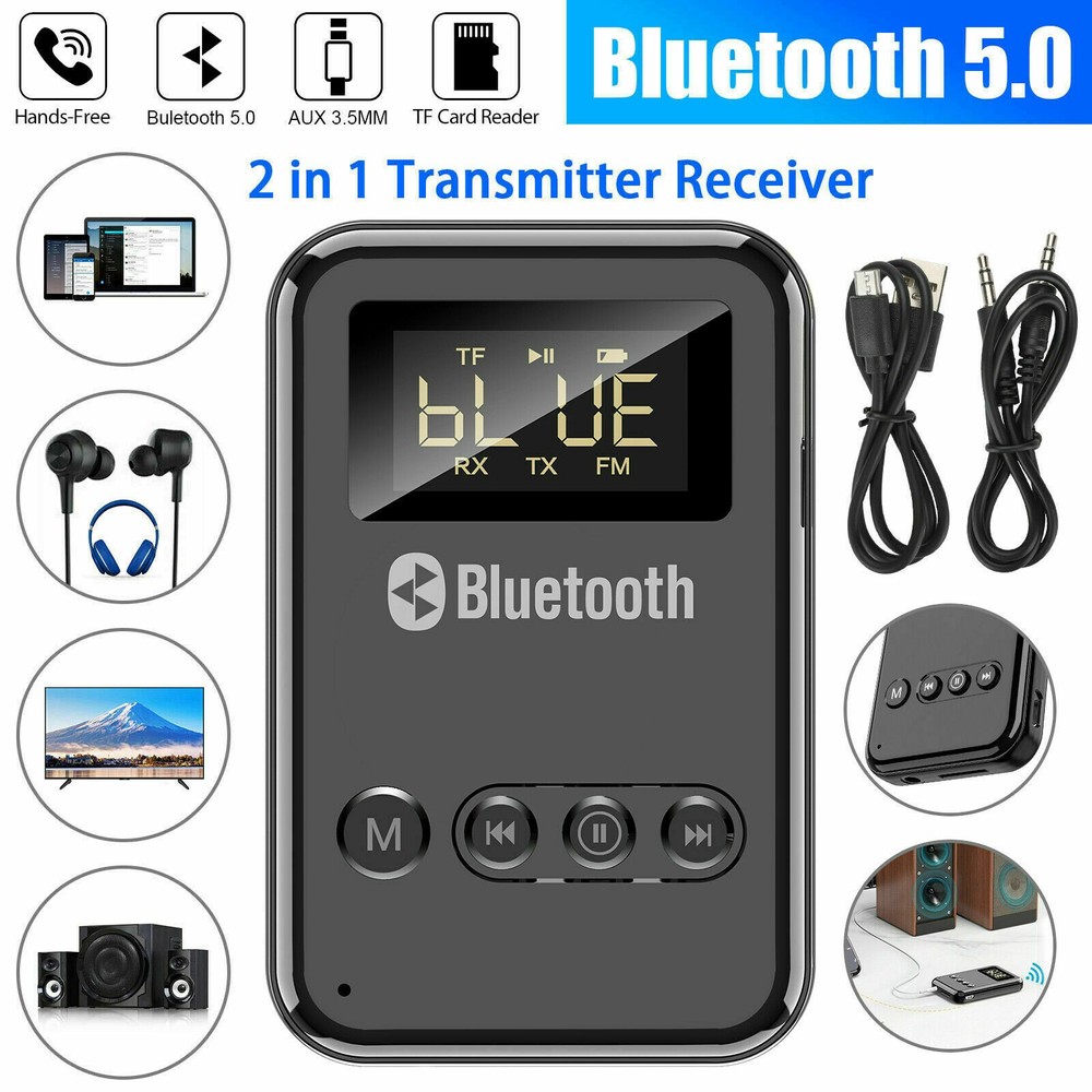 Bluetooth 5.0 Transmitter Receiver 2 in 1 Wireless Audio Adapter TF Card Reader