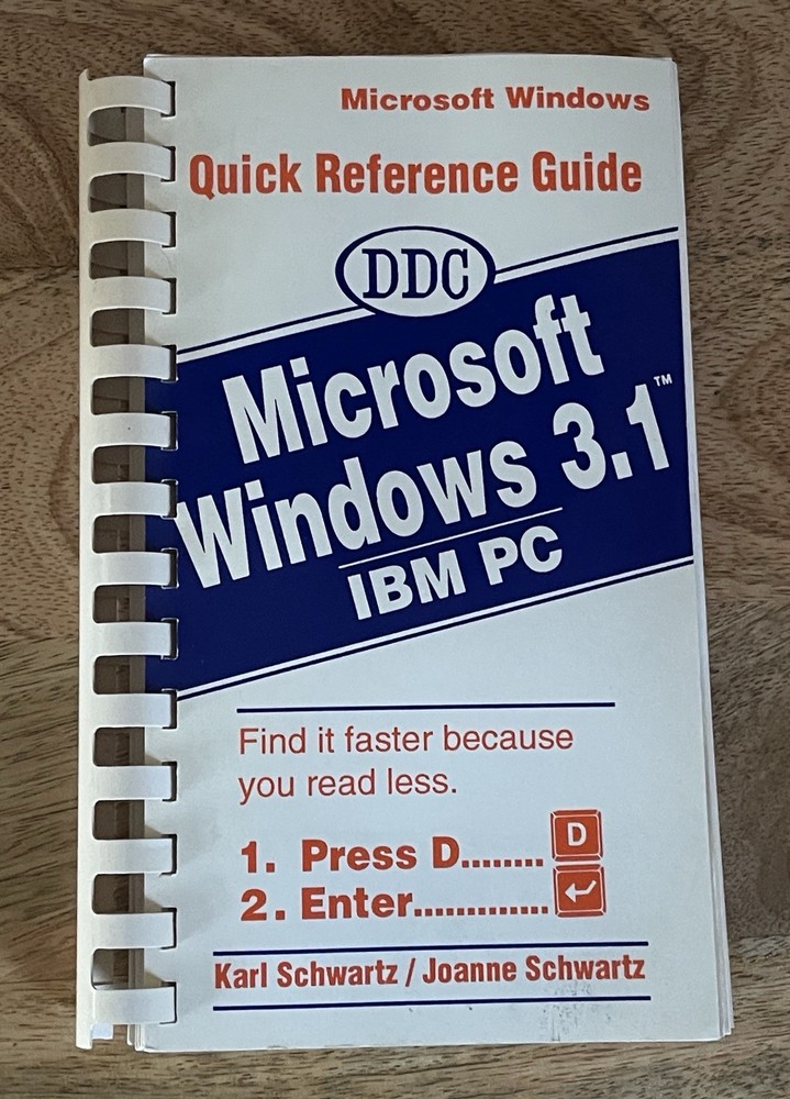 Microsoft Windows 3.1 IBM PC Quick Reference Guide DDC Spiral Flip Book