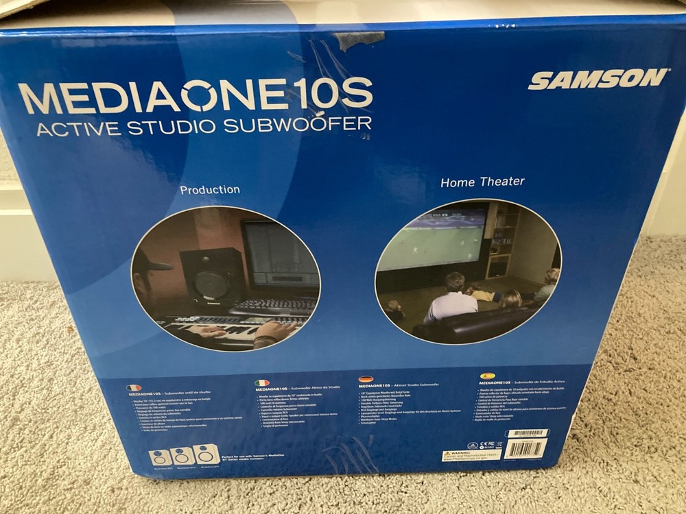 Samson MediaOne 10S 10" 100 Watt Powered Studio Subwoofer Variable Crossover Sub