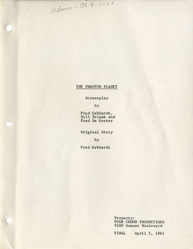 PHANTOM PLANET, THE (Apr 5, 1961) Final script