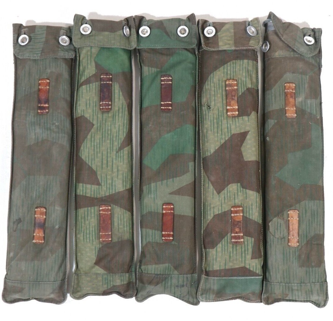 Authentic Swiss WWII Army Tent Pole Stake Set German Splinter Camo WW2 Zeltbahn