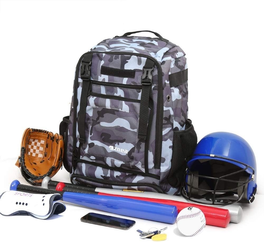 Durable Baseball Bat Backpack with Large Capacity for 4 Bats - Camouflage Style