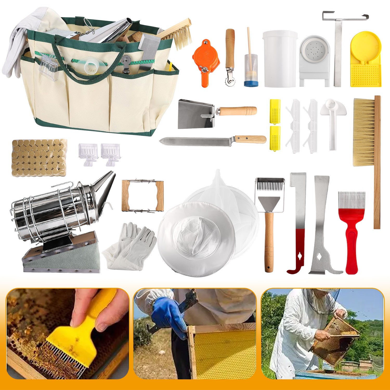 30 Pcs Beekeeping Supplies Tools Bee Suit Bee Keeping Starter Kit Bee Keeper
