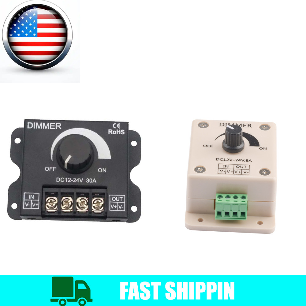 LED Dimmer DC12V 24V 8A/30A Adjustable Brightness Controller Switch Light Driver