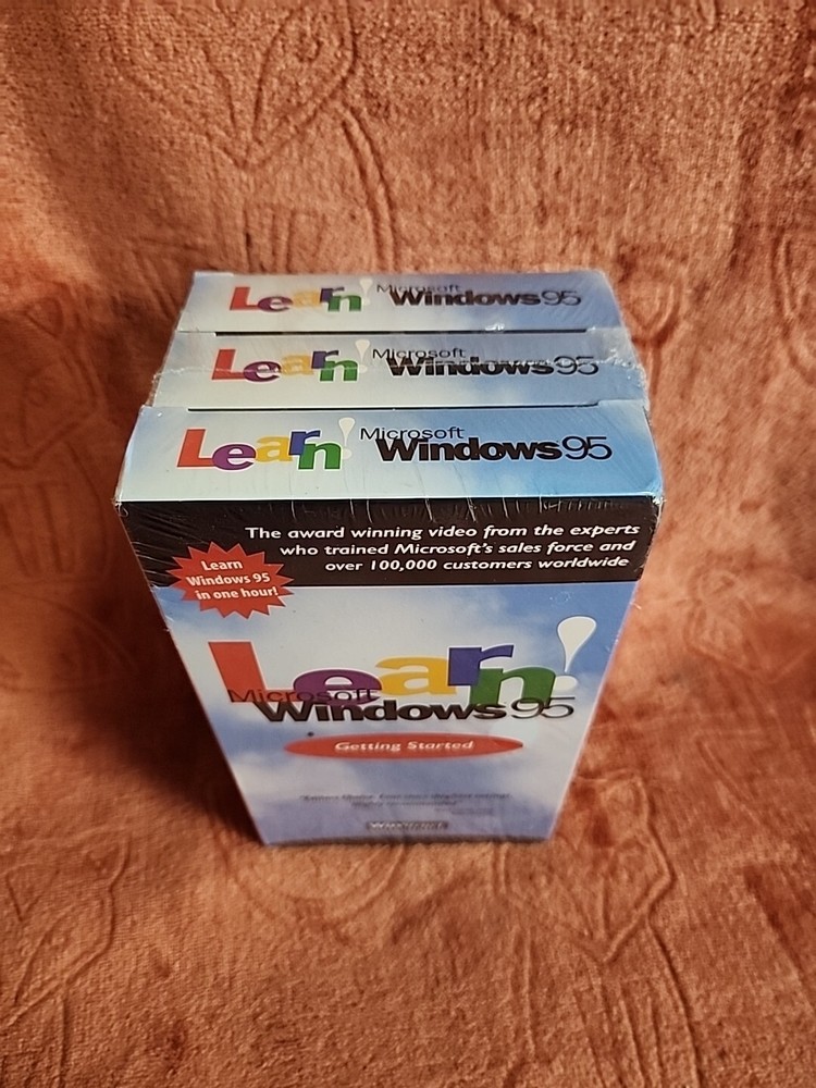 Learn Microsoft Windows 1995 Getting Started VHS. Includes 3 VHS Tapes. Sealed