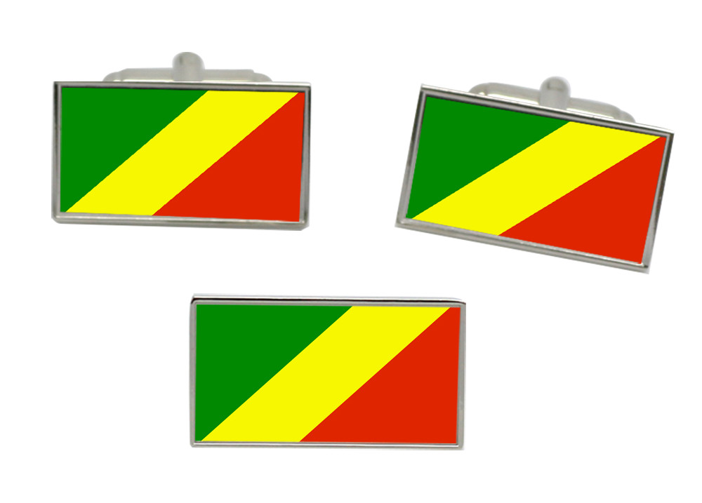 Congo Flag Cufflink and Tie Pin Set