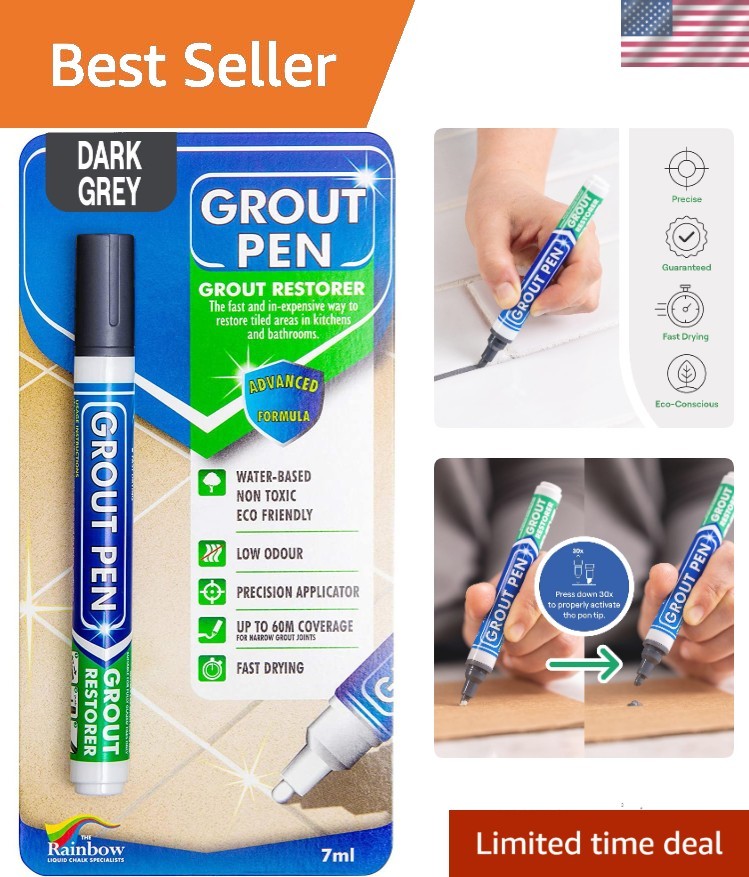 Transform Grubby Grout with Dark Grey Paint Marker - 7mL for Easy Touch-Ups
