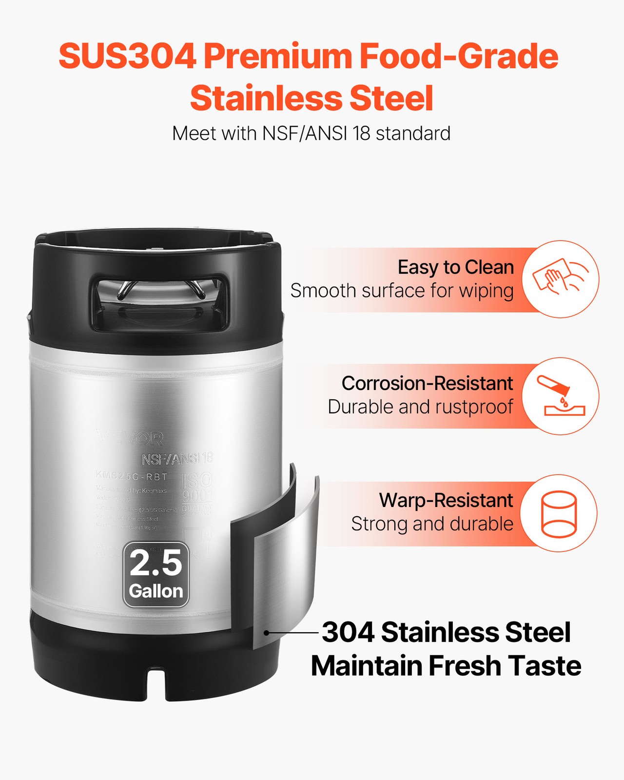 VEVOR Corny Ball Lock Keg 2.5 Gallon Ball Lock Corny Keg Home Brew Kegs 2 PCS