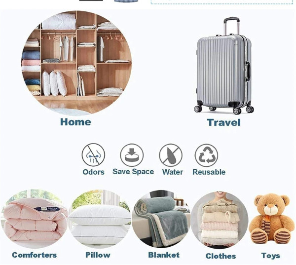 5 Jumbo Vacuum Storage Bags Travel Space Saver Organizer