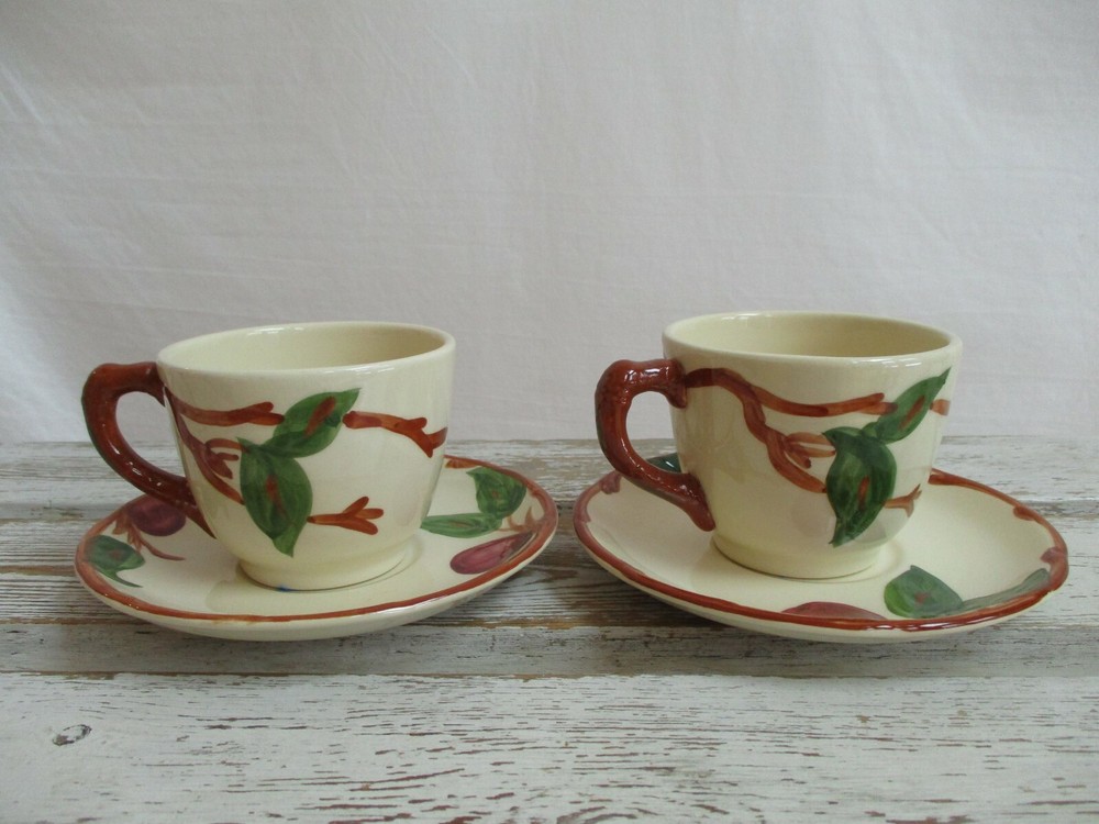 (2) Franciscan USA Cups And Saucers Apple Pattern