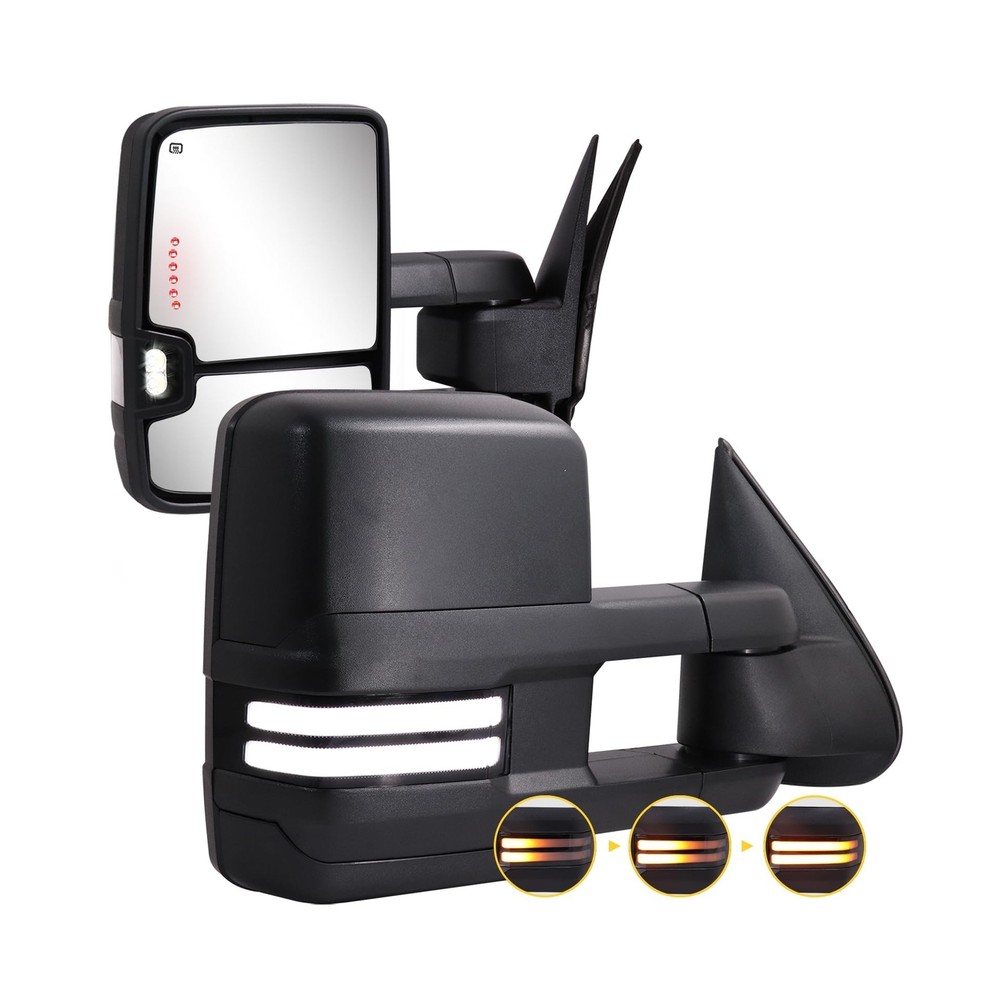 Towing Mirrors Switchback Turn Lights Compatible with 2003-2007 Chevy Silvera...