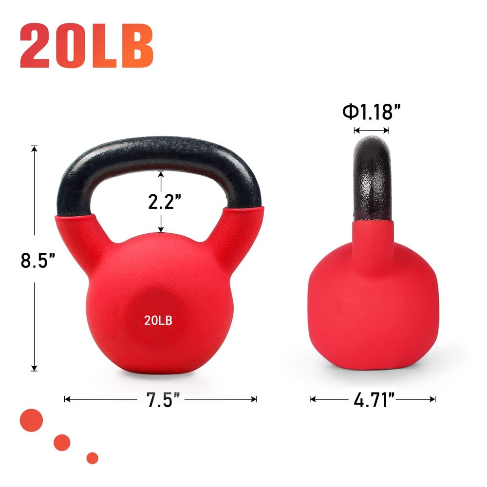 Neoprene Coated Kettlebell Weight Set, Solid Cast Iron