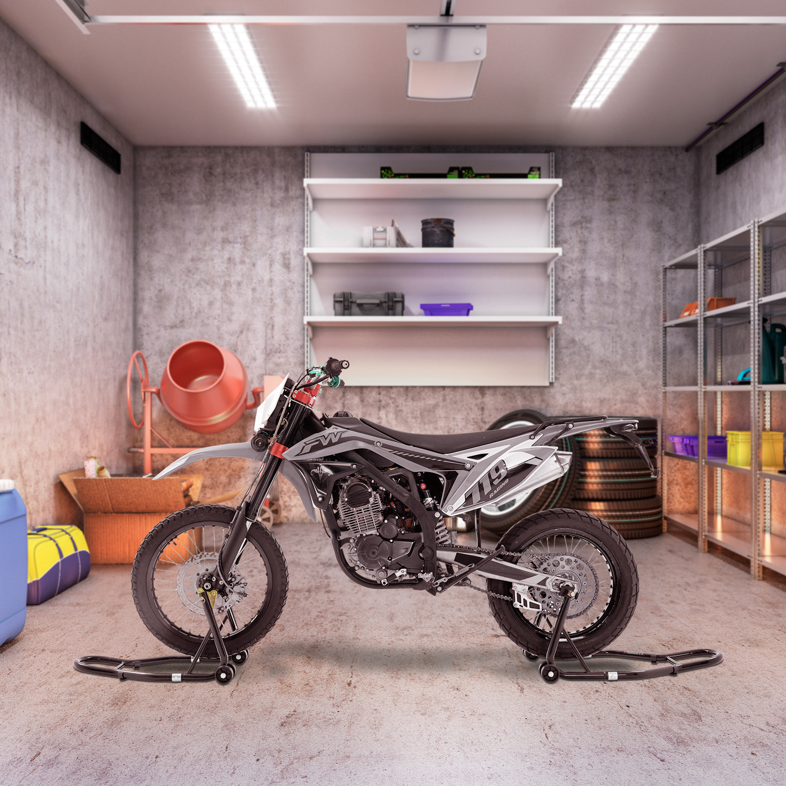 Motorcycle Front & Rear Stand Lift 850lbs Spoolift Paddock Swingarm Bike Support