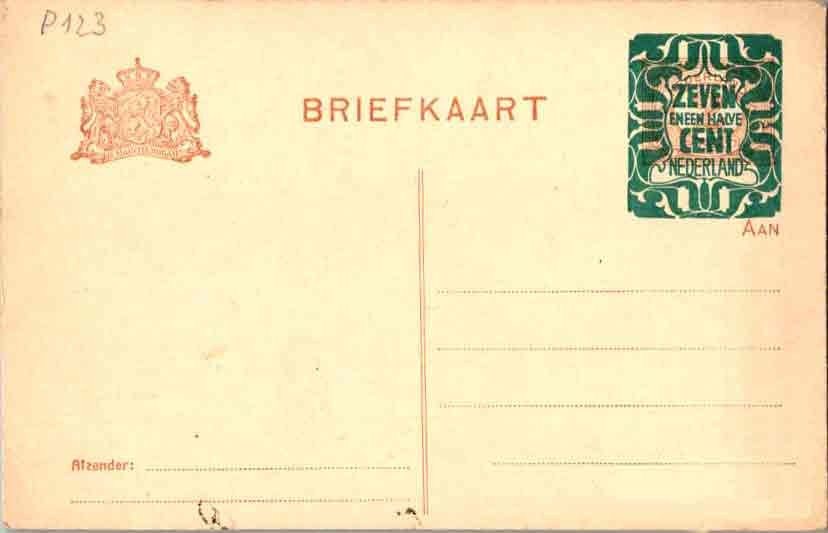 Netherlands Higgins & Gage 124 Unused.
