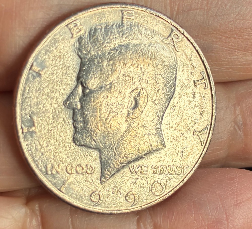 1990 P Kennedy Half Dollar - "SHADOW or Floating P ?" Grease ?