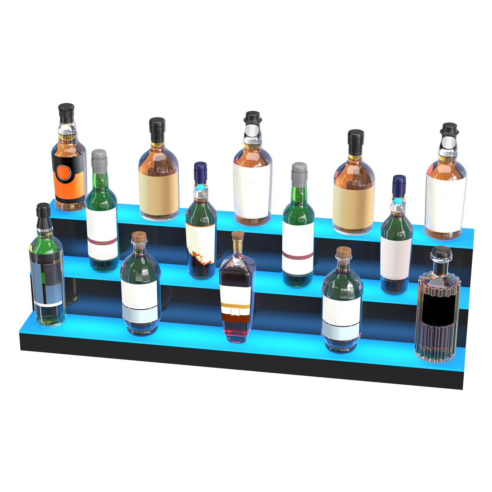 Uimoso LED Lighted Liquor Bottle Display Bar Shelf RF & App Control 40" 3-Step