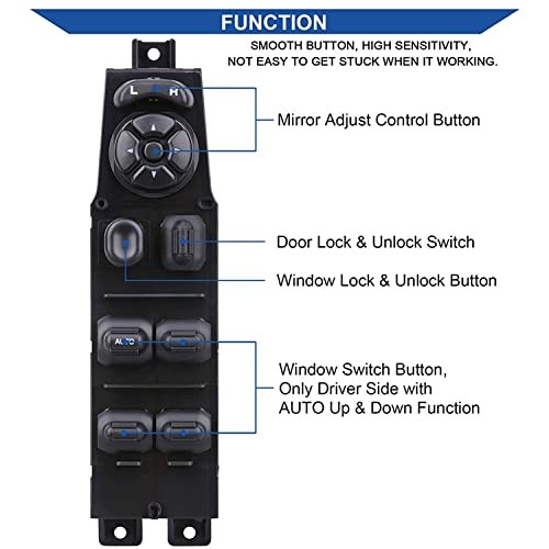 Power Window Control Switch Button & Bezel (Driver Side)& Window Bezel