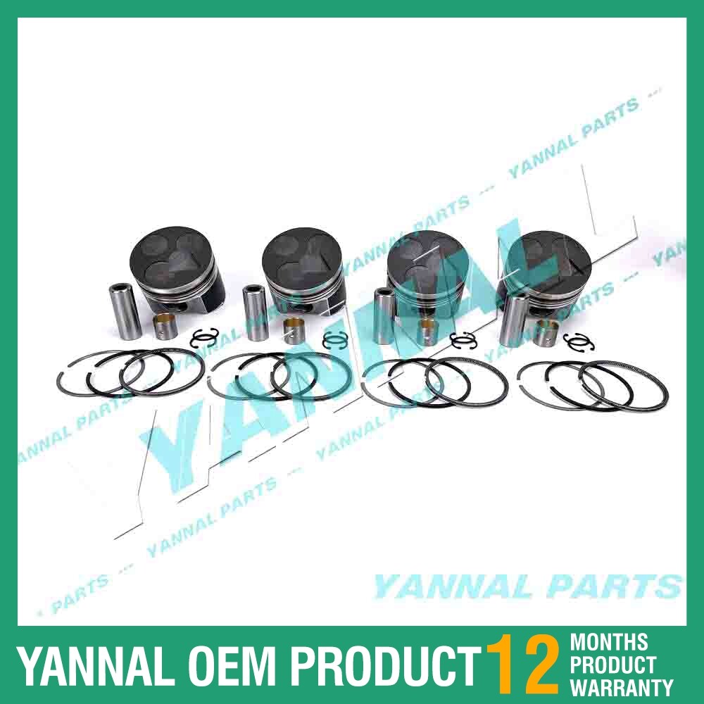 4Pcs Piston With Piston Ring+0.5mm For Kubota V3600 engine (oversize)