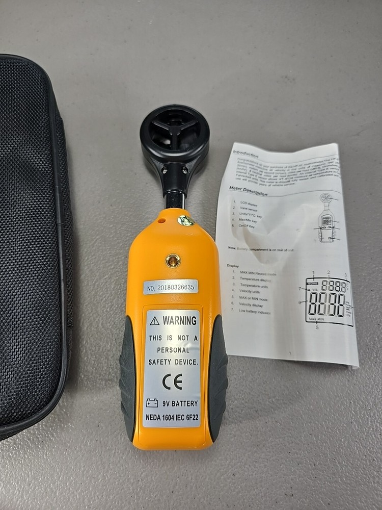 WSMLA Handheld Portable Digital Anemometer Wind Speed Meter Sailing LCD & Case