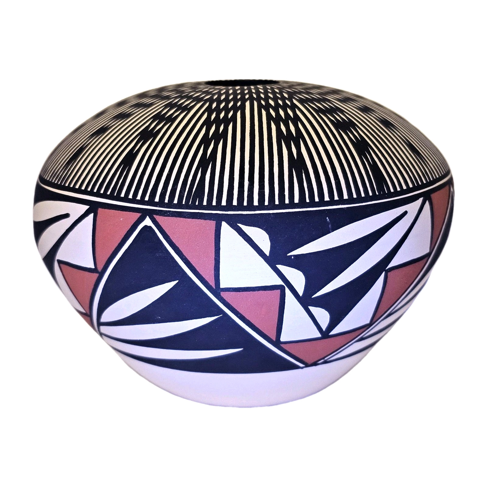 B D (Beverly) Garcia Acoma NM Pottery Line Work Signed 4.5"H & 5.5"W Hand-Coiled