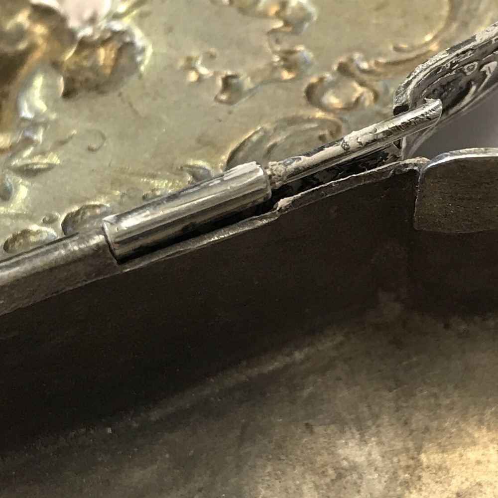 Antique Solid Silver Trinket Box Embossed Cherub Design Berthold Muller 1902