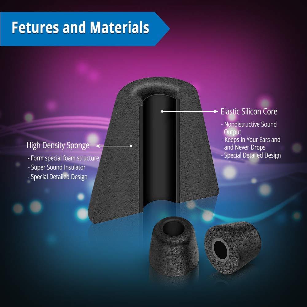 12-Pack Replacement Memory Foam T100 Tip for Bluetooth Earbud Headphones Headset