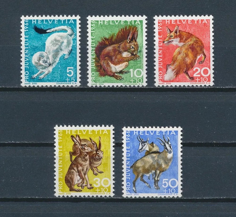 Switzerland, B360-4 Wildlife Fauna, 1966 full set, MNH