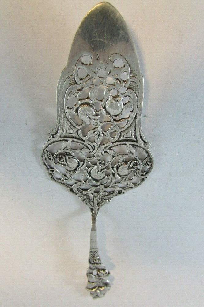 SOLID SILVER PIE SERVER CAKE SERVING 800Silver Rose Pattern Hazorfim Israel 1960
