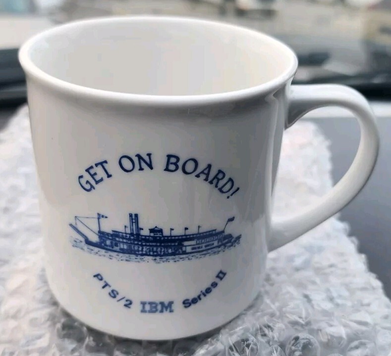 Vintage IBM PTS 2 Typing Systems Computer PC White Coffee Mug Ship Ceramic Rare