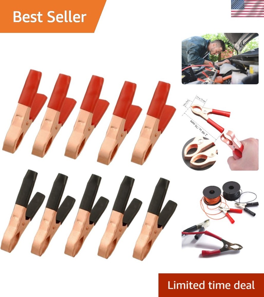 Durable Copper Plated Alligator Clips - Ideal for Electrical Testing, 10 Pack