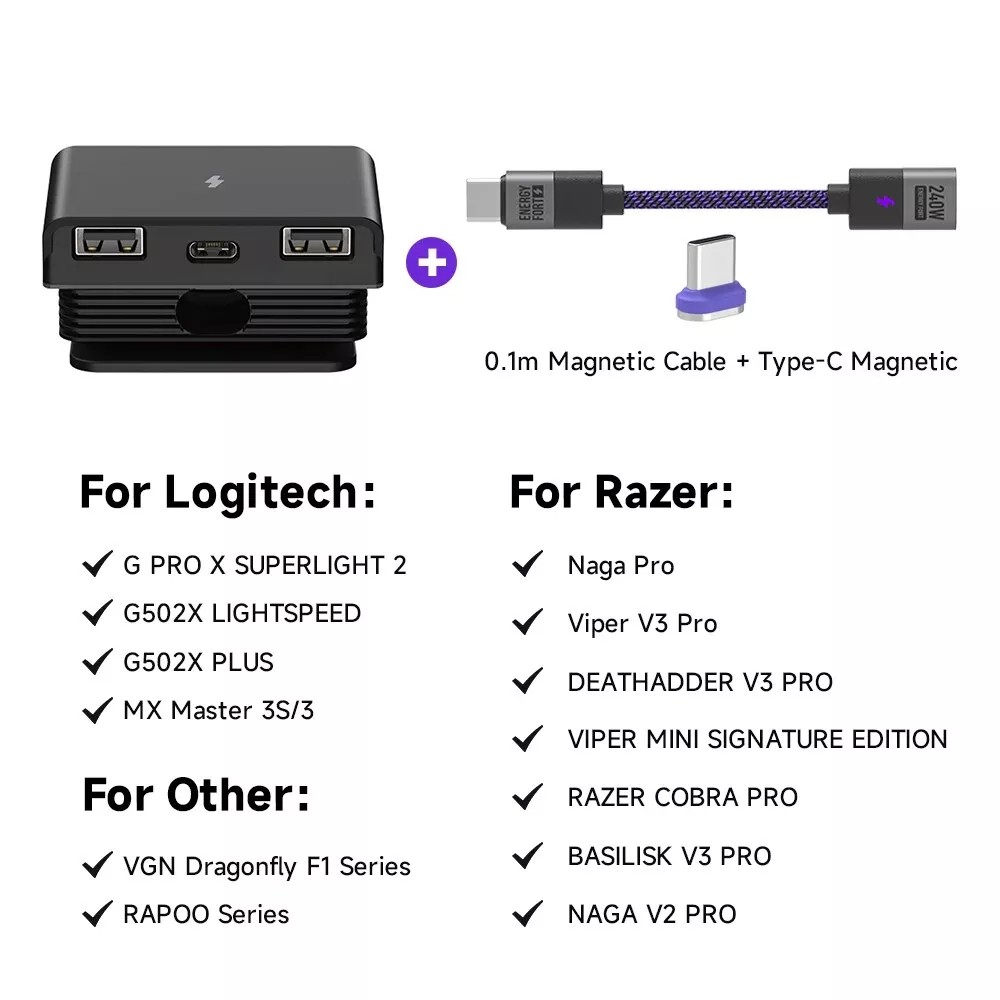 Magnetic Charging Dock Gaming Mouse Accessory For Logitech G PRO X SUPERLIGHT 2