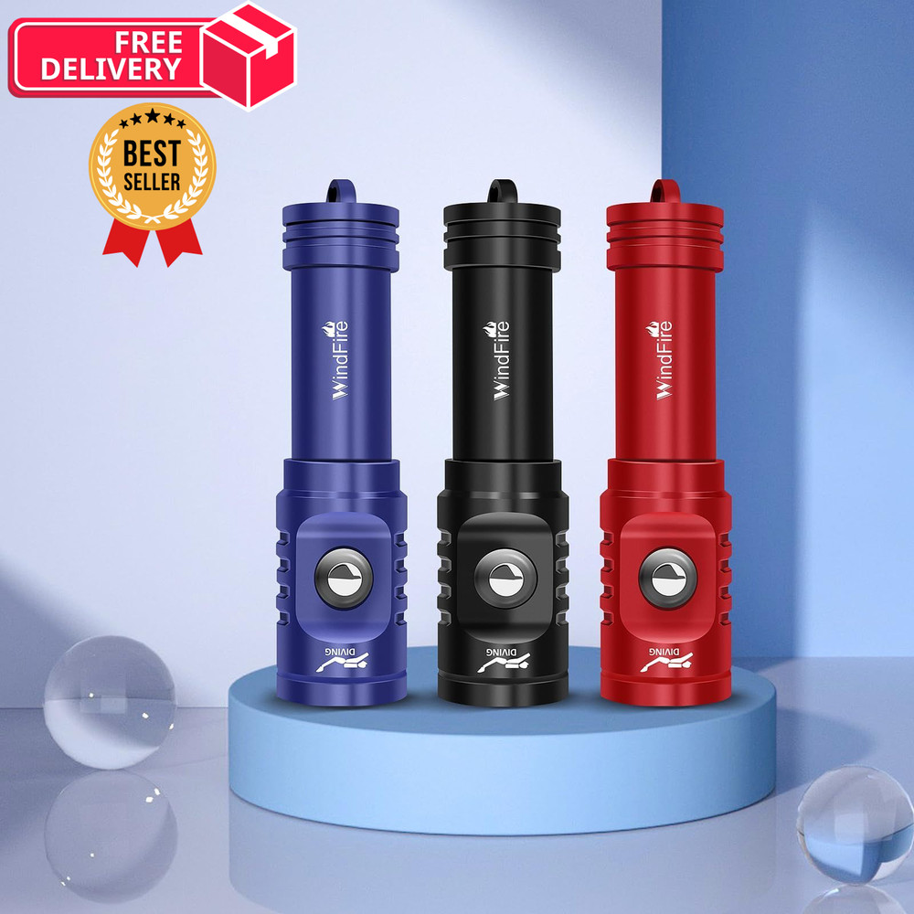 WINDFIRE TS08 Dive Light Super Bright, Scuba Flashlight Red-TS08