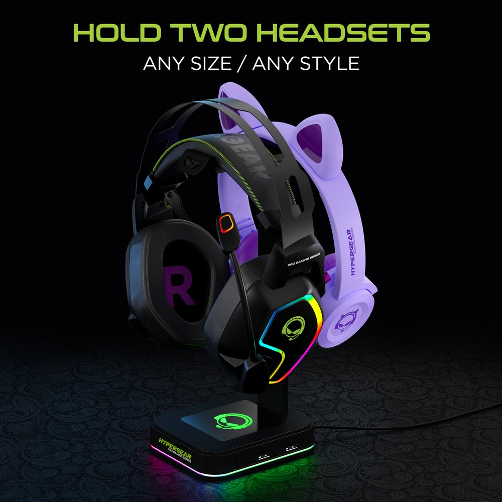 HyperGear RGB Command Station Headset Stand with Light Effects and Charge