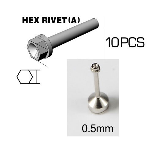 Top Studio 0.5mm Hex Rivet (A) Silvery