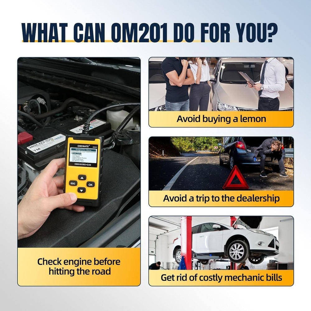 Compact OM201 Check Engine Code Reader: Your Essential OBDII Diagnostic Partner