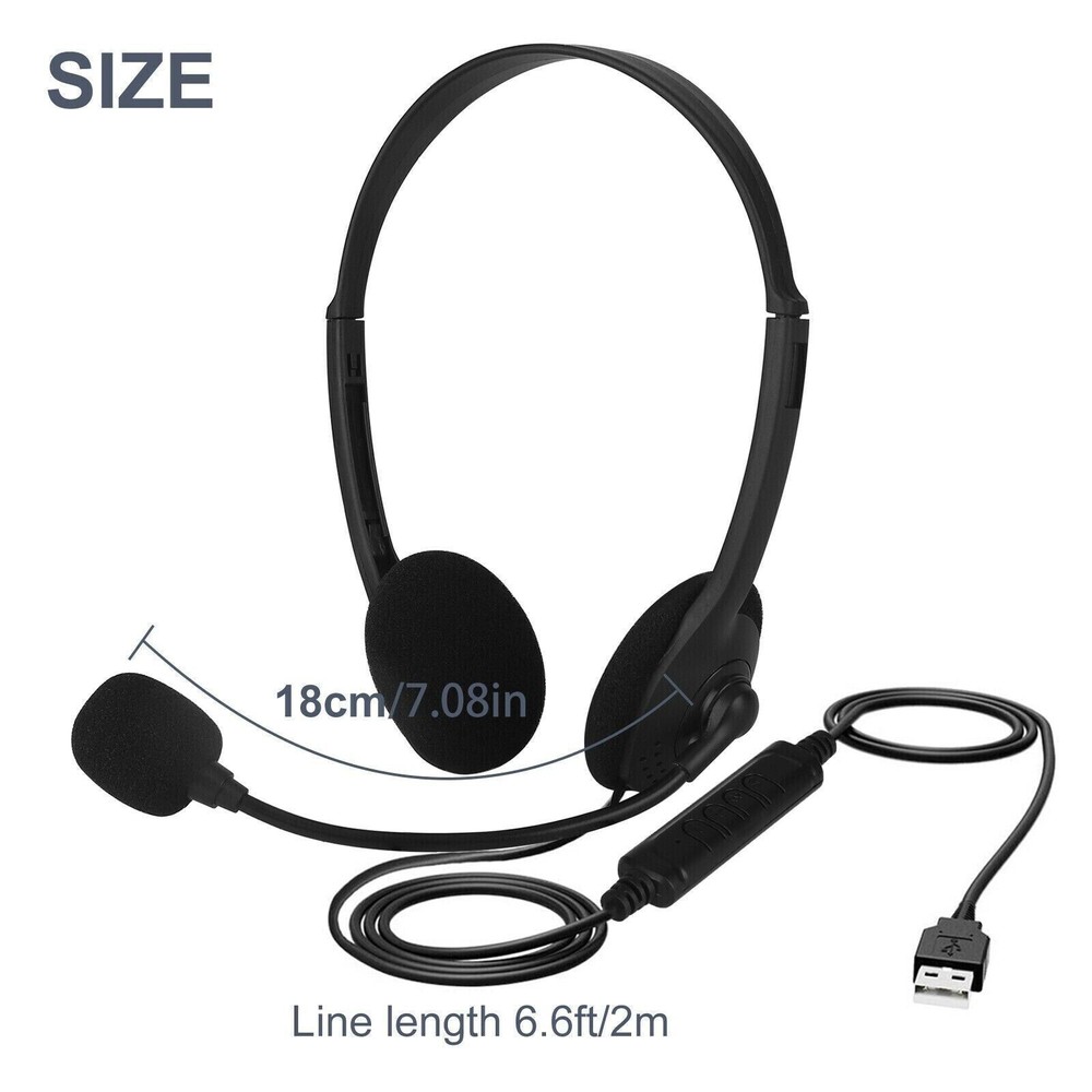USB Noise Cancelling Headset with Microphone for PC Computer Call Chat