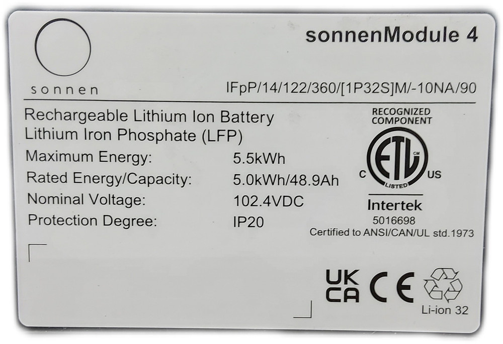 Sonnen Module 4 Lithium Iron Phosphate 5kWh Solar Battery