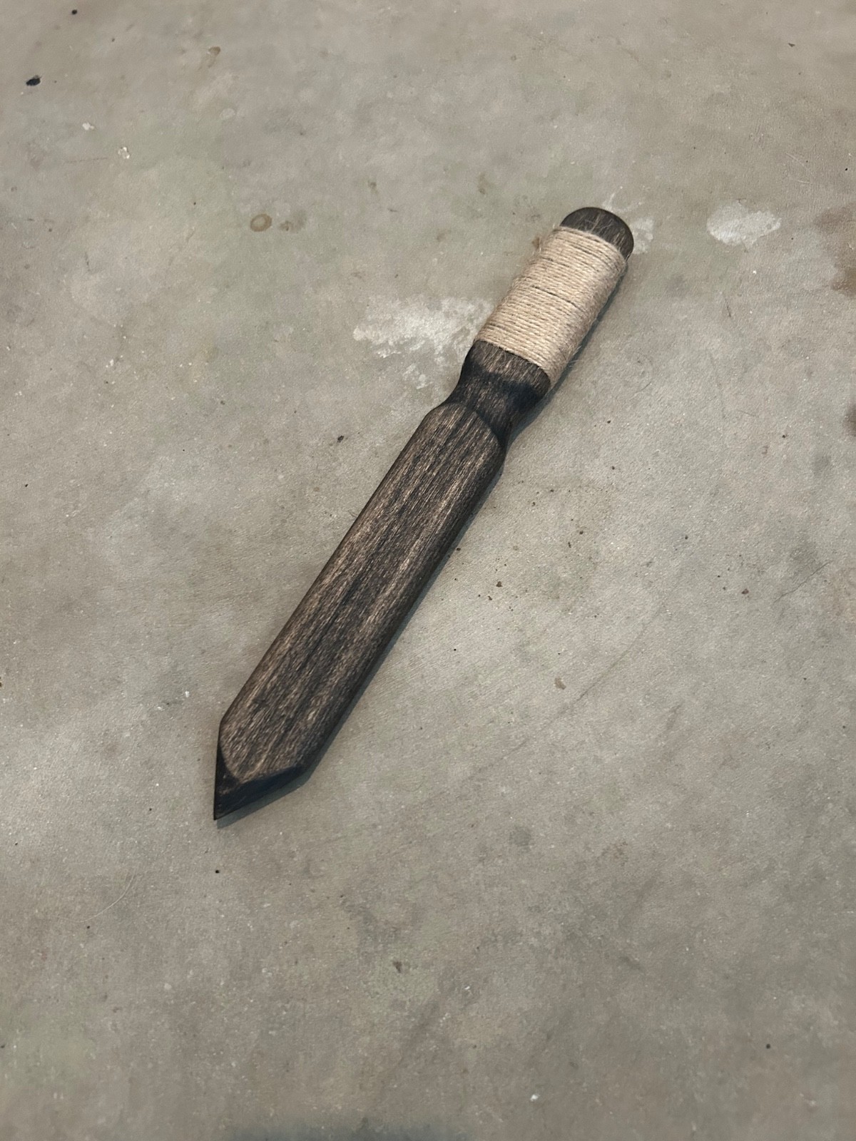 Handmade Vampire Slayer Hunter Wooden Wood Stake - Stained Poplar + Wrap - 12"