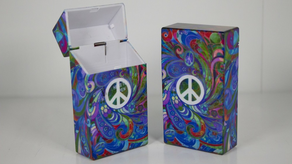 12 Peace, Yin Yang, Psychedelic Design Cigarette Case Pack Holders for 100mm