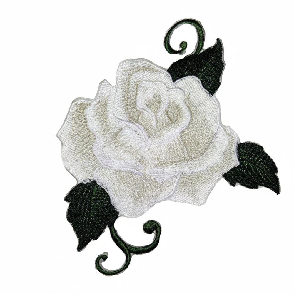 White Rose Embroidered Patch | Made in USA