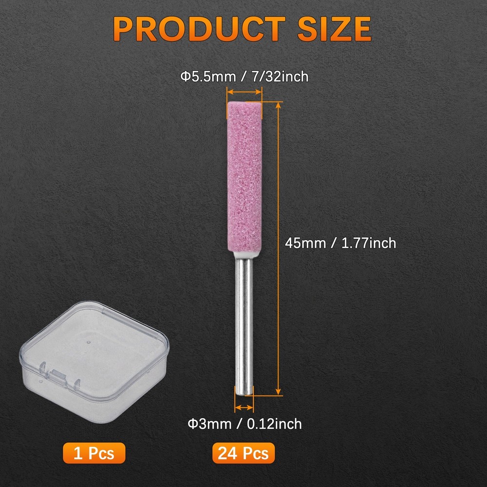 Chainsaw Sharpener with Box [24pcs] - Chainsaw Sharpening - [Pink- 7/32 Inch]