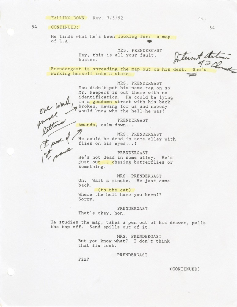 Robert Duvall Michael Douglas FALLING DOWN Original screenplay for the #162500