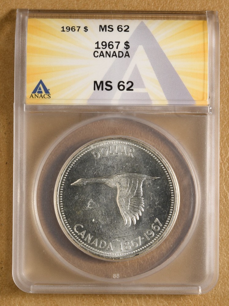 1967 Canada Silver Dollar ANACS MS62