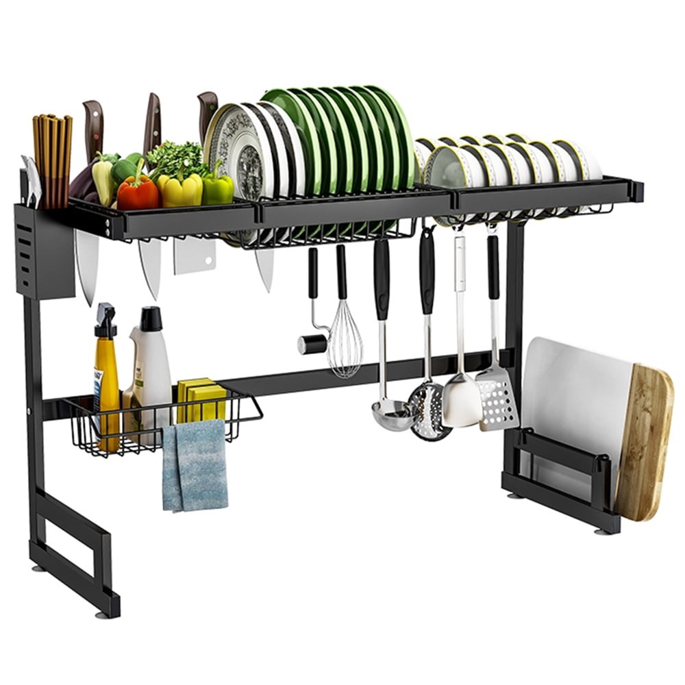 Space Saving 2-Tier Over Sink Dish Drainer, Large Stainless Steel Drying Rack