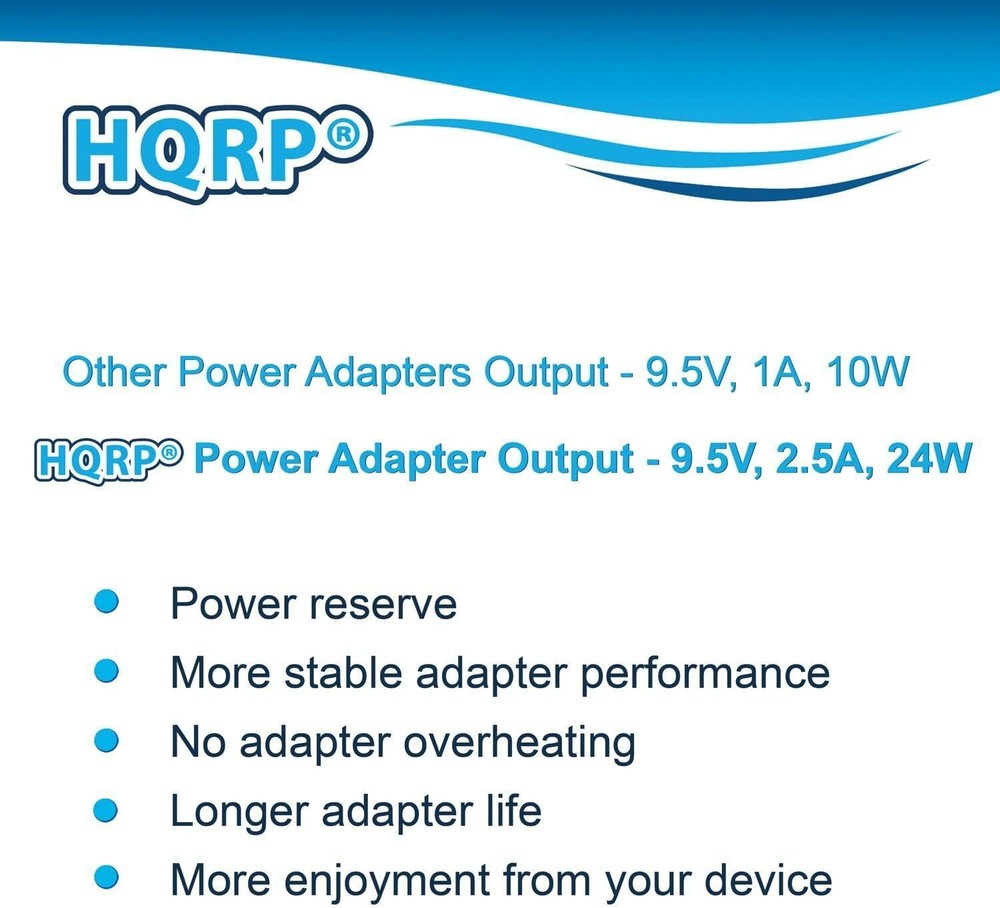 HQRP Adaptador de corriente para Casio AD-E95100, AD-E95100L, AD-E95100LE