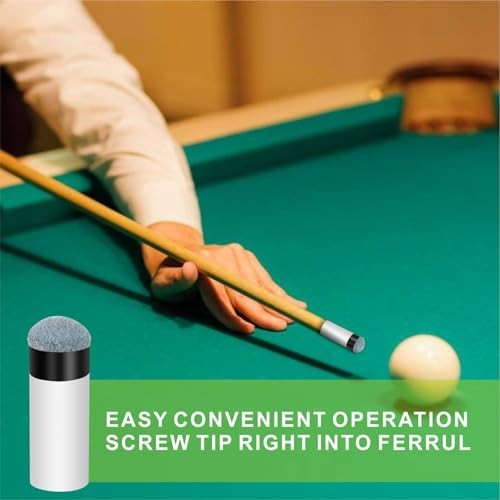 10 Sets Billiard Cues Tips Replacement with White Pool Cue Stick Ferrules,
