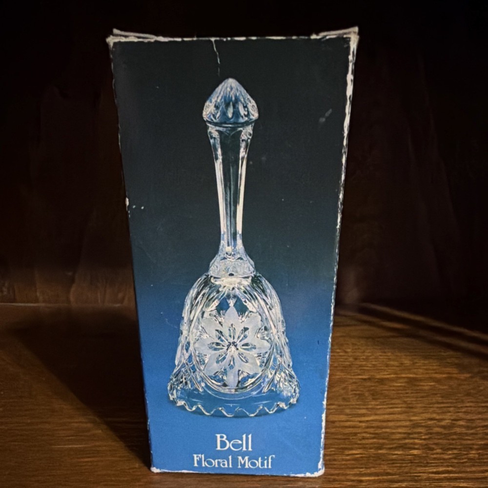 Crystal Forever Crystal Bell Clear Floral Patterned Handle in Box